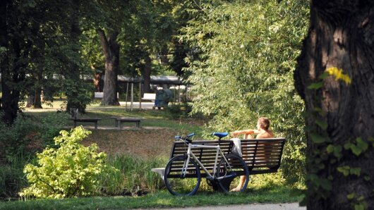 Bank mit Fahrrad